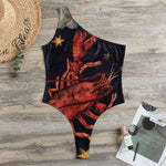 Watercolor Cancer Zodiac Sign Print One Shoulder Bodysuit