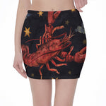 Watercolor Cancer Zodiac Sign Print Pencil Mini Skirt