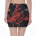 Watercolor Cancer Zodiac Sign Print Pencil Mini Skirt