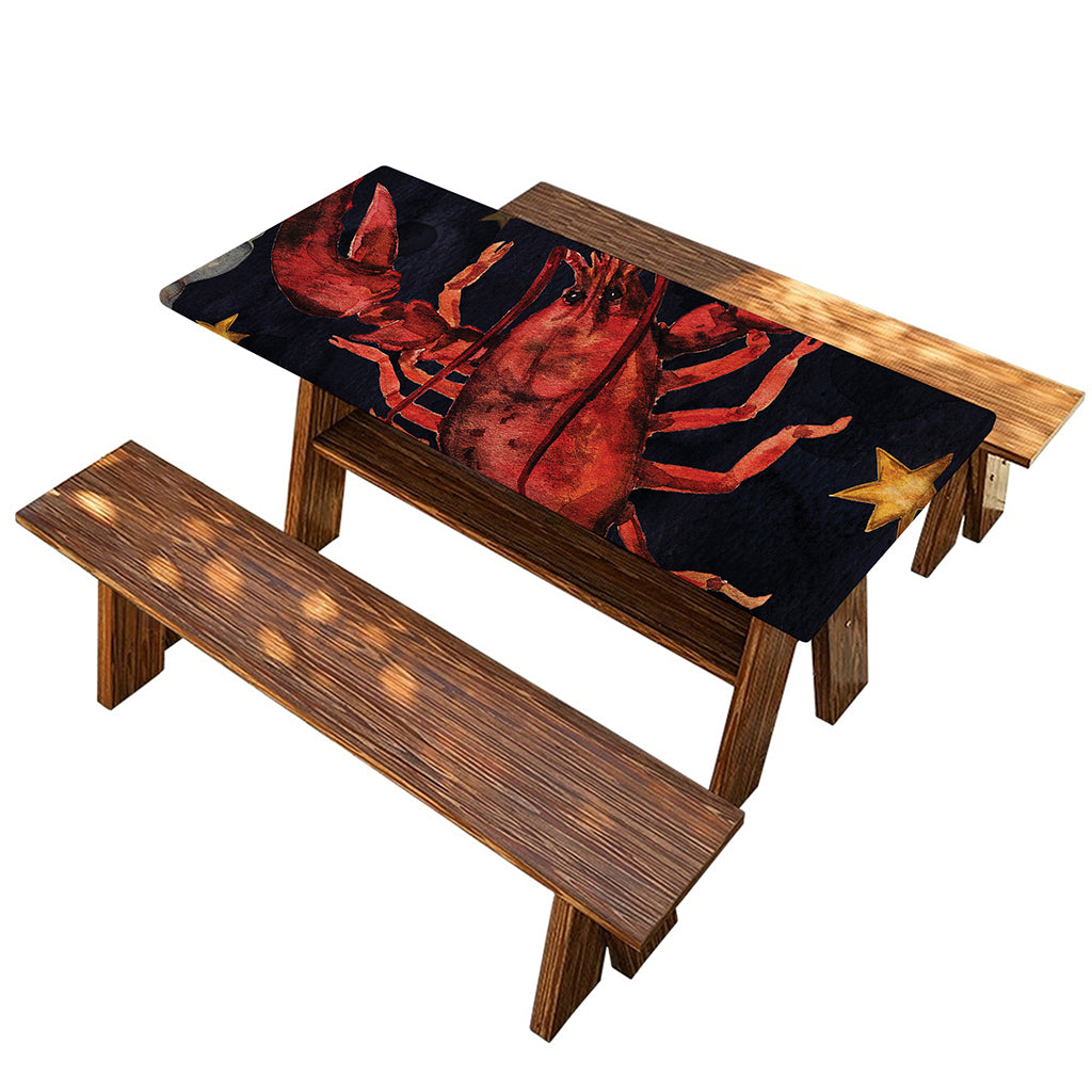 Watercolor Cancer Zodiac Sign Print Picnic Table Cover
