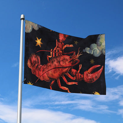 Watercolor Cancer Zodiac Sign Print Polyester Flag