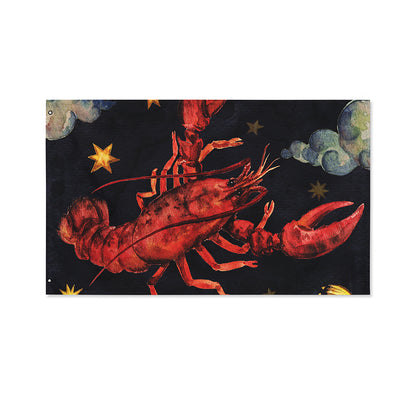 Watercolor Cancer Zodiac Sign Print Polyester Flag