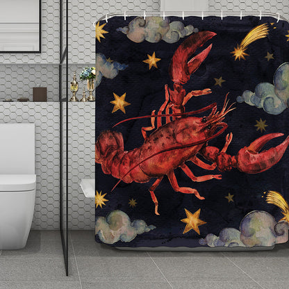 Watercolor Cancer Zodiac Sign Print Polyester Shower Curtain