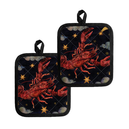 Watercolor Cancer Zodiac Sign Print Pot Holders