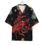 Watercolor Cancer Zodiac Sign Print Rayon Hawaiian Shirt