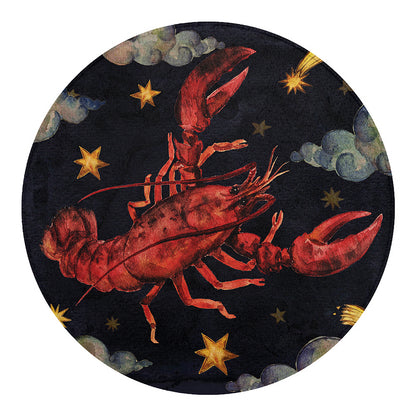 Watercolor Cancer Zodiac Sign Print Round Blanket
