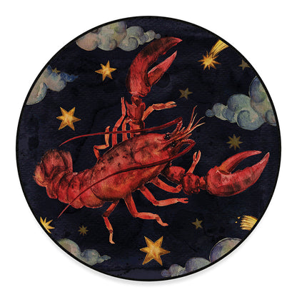 Watercolor Cancer Zodiac Sign Print Round Floor Mat