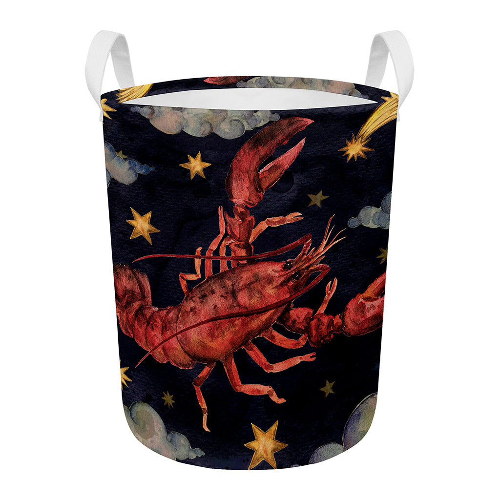 Watercolor Cancer Zodiac Sign Print Round Laundry Basket