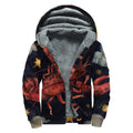 Watercolor Cancer Zodiac Sign Print Sherpa Lined Zip Up Hoodie