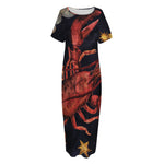 Watercolor Cancer Zodiac Sign Print Short Sleeve Long Nightdress