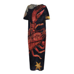 Watercolor Cancer Zodiac Sign Print Short Sleeve Long Nightdress