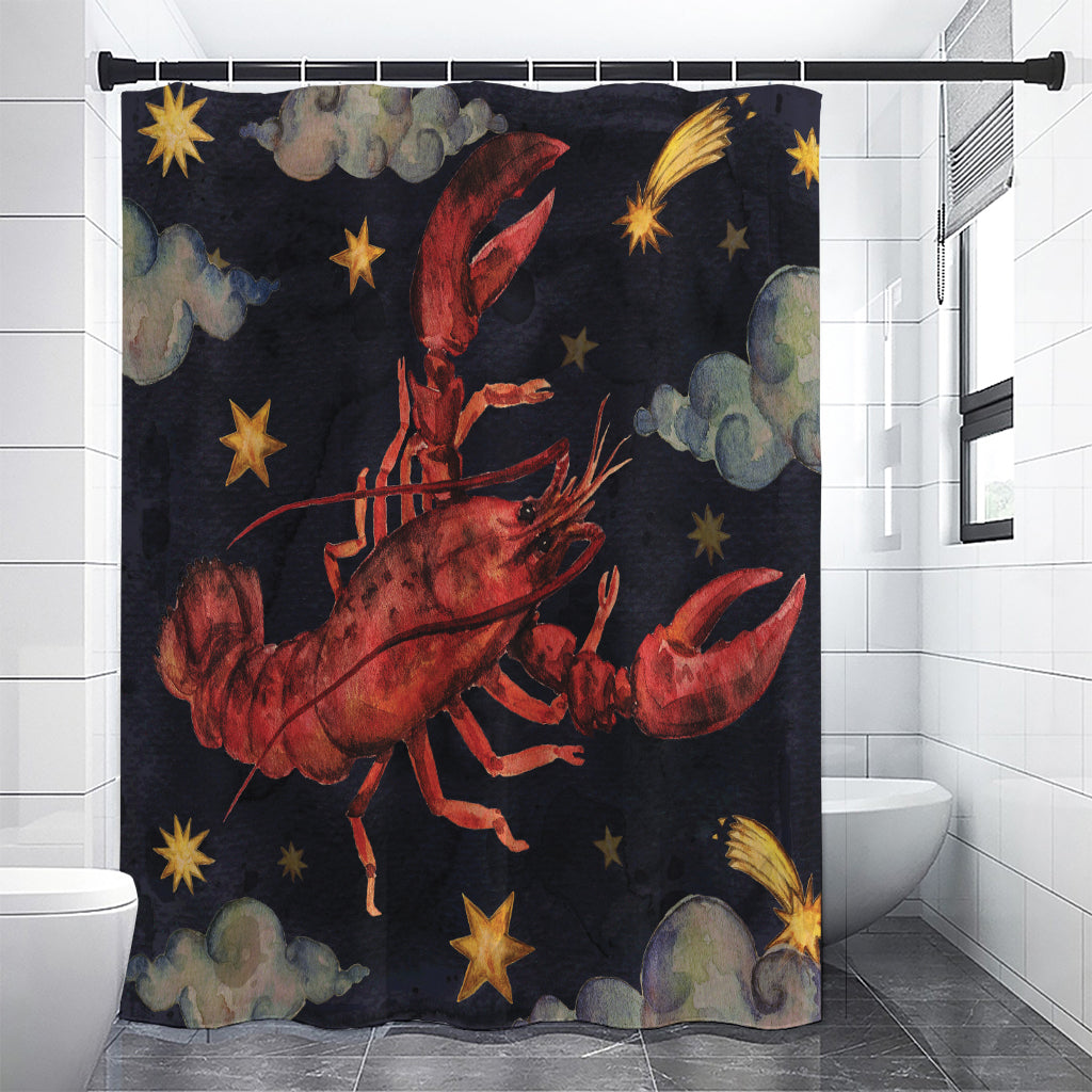 Watercolor Cancer Zodiac Sign Print Shower Curtain