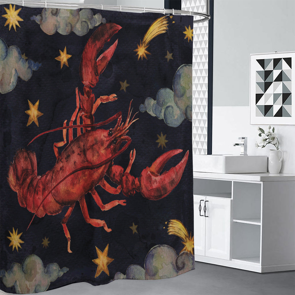 Watercolor Cancer Zodiac Sign Print Shower Curtain