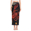 Watercolor Cancer Zodiac Sign Print Side Slit Maxi Skirt