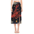 Watercolor Cancer Zodiac Sign Print Side Slit Midi Skirt
