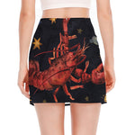 Watercolor Cancer Zodiac Sign Print Side Slit Mini Skirt