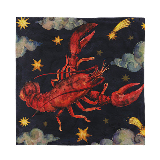 Watercolor Cancer Zodiac Sign Print Silk Bandana