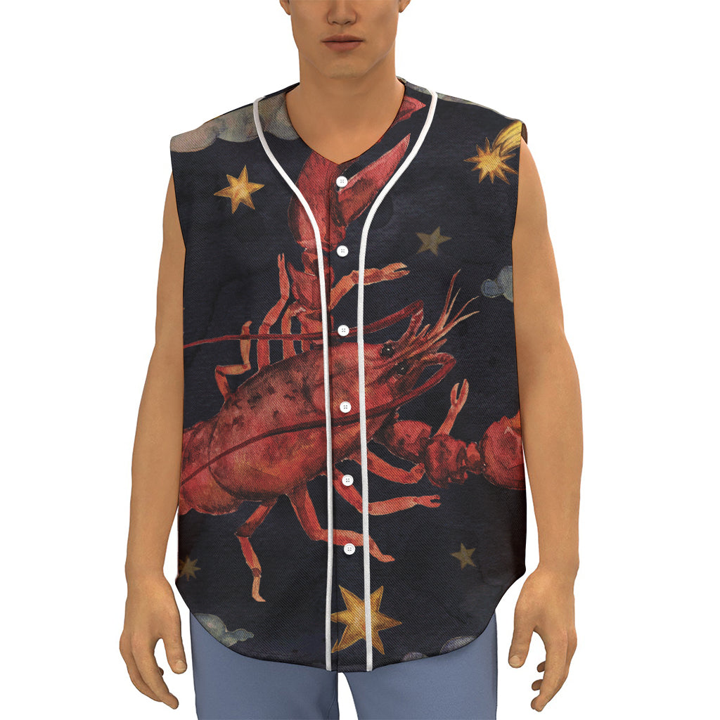 Watercolor Cancer Zodiac Sign Print Sleeveless Baseball Jersey