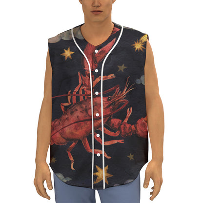 Watercolor Cancer Zodiac Sign Print Sleeveless Baseball Jersey
