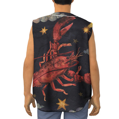 Watercolor Cancer Zodiac Sign Print Sleeveless Baseball Jersey