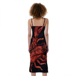 Watercolor Cancer Zodiac Sign Print Slim Fit Midi Cami Dress