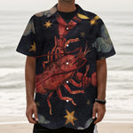 Watercolor Cancer Zodiac Sign Print Textured Short Sleeve Shirt