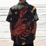 Watercolor Cancer Zodiac Sign Print Textured Short Sleeve Shirt