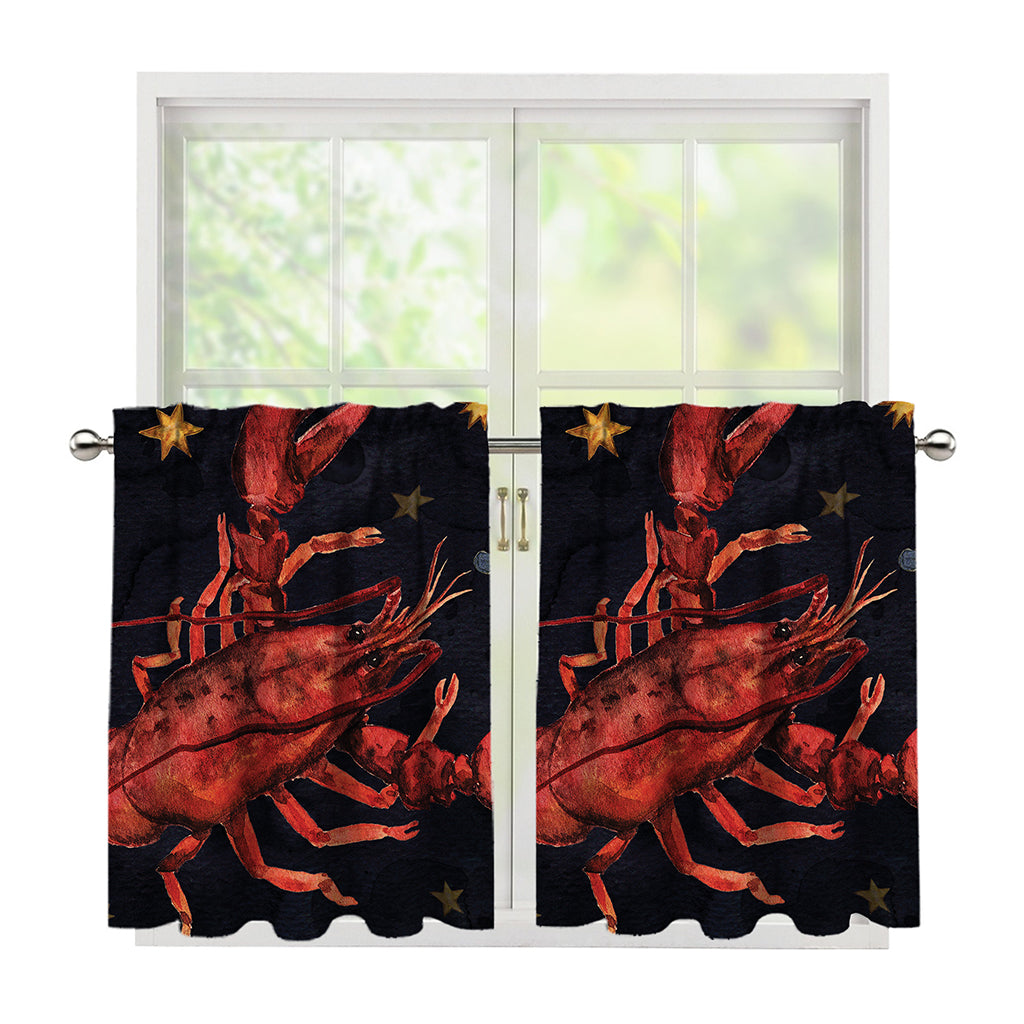 Watercolor Cancer Zodiac Sign Print Tier Curtains