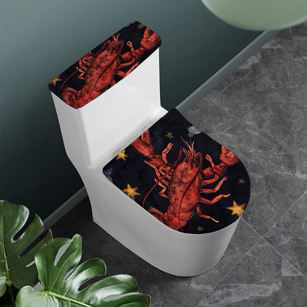 Watercolor Cancer Zodiac Sign Print Toilet Lid And Tank Cover Set