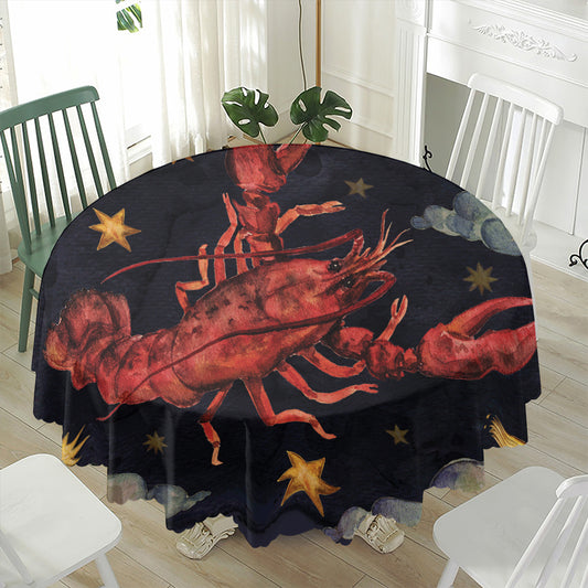 Watercolor Cancer Zodiac Sign Print Waterproof Round Tablecloth