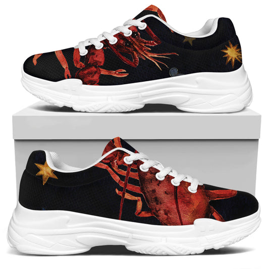 Watercolor Cancer Zodiac Sign Print White Chunky Shoes