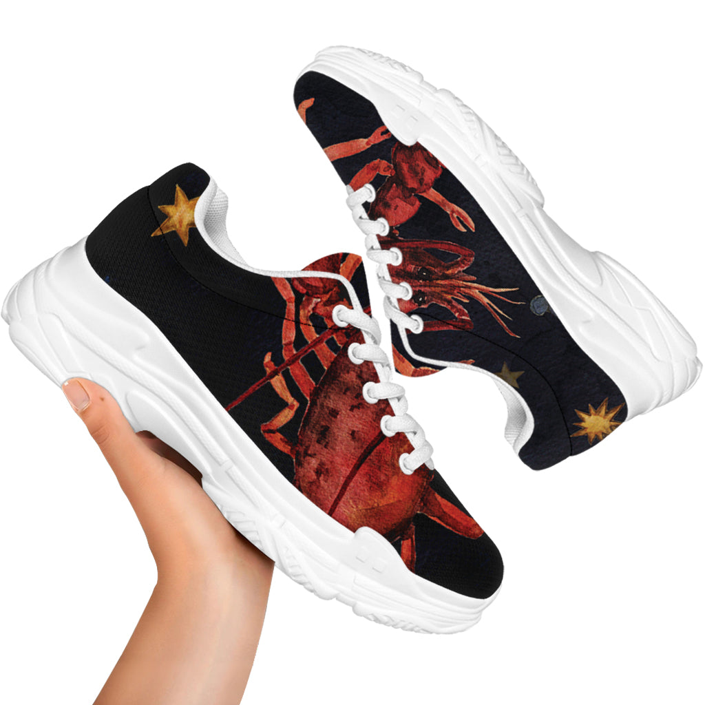 Watercolor Cancer Zodiac Sign Print White Chunky Shoes
