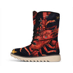 Watercolor Cancer Zodiac Sign Print Winter Boots
