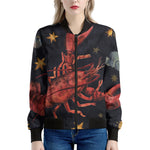 Watercolor Cancer Zodiac Sign Print Women's Bomber Jacket