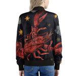 Watercolor Cancer Zodiac Sign Print Women's Bomber Jacket