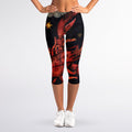 Watercolor Cancer Zodiac Sign Print Women's Capri Leggings