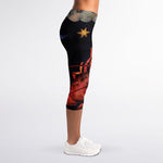 Watercolor Cancer Zodiac Sign Print Women's Capri Leggings
