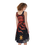 Watercolor Cancer Zodiac Sign Print Women's Sleeveless Dress