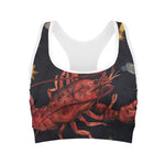 Watercolor Cancer Zodiac Sign Print Women's Sports Bra