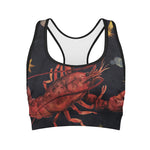 Watercolor Cancer Zodiac Sign Print Women's Sports Bra