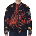 Watercolor Cancer Zodiac Sign Print Zip Sleeve Bomber Jacket