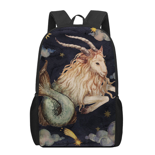 Watercolor Capricorn Zodiac Sign Print 17 Inch Backpack