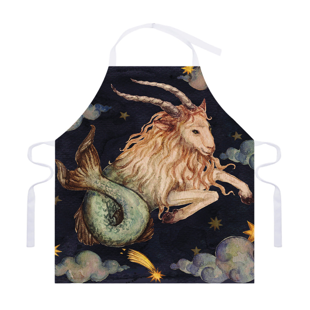 Watercolor Capricorn Zodiac Sign Print Adjustable Apron
