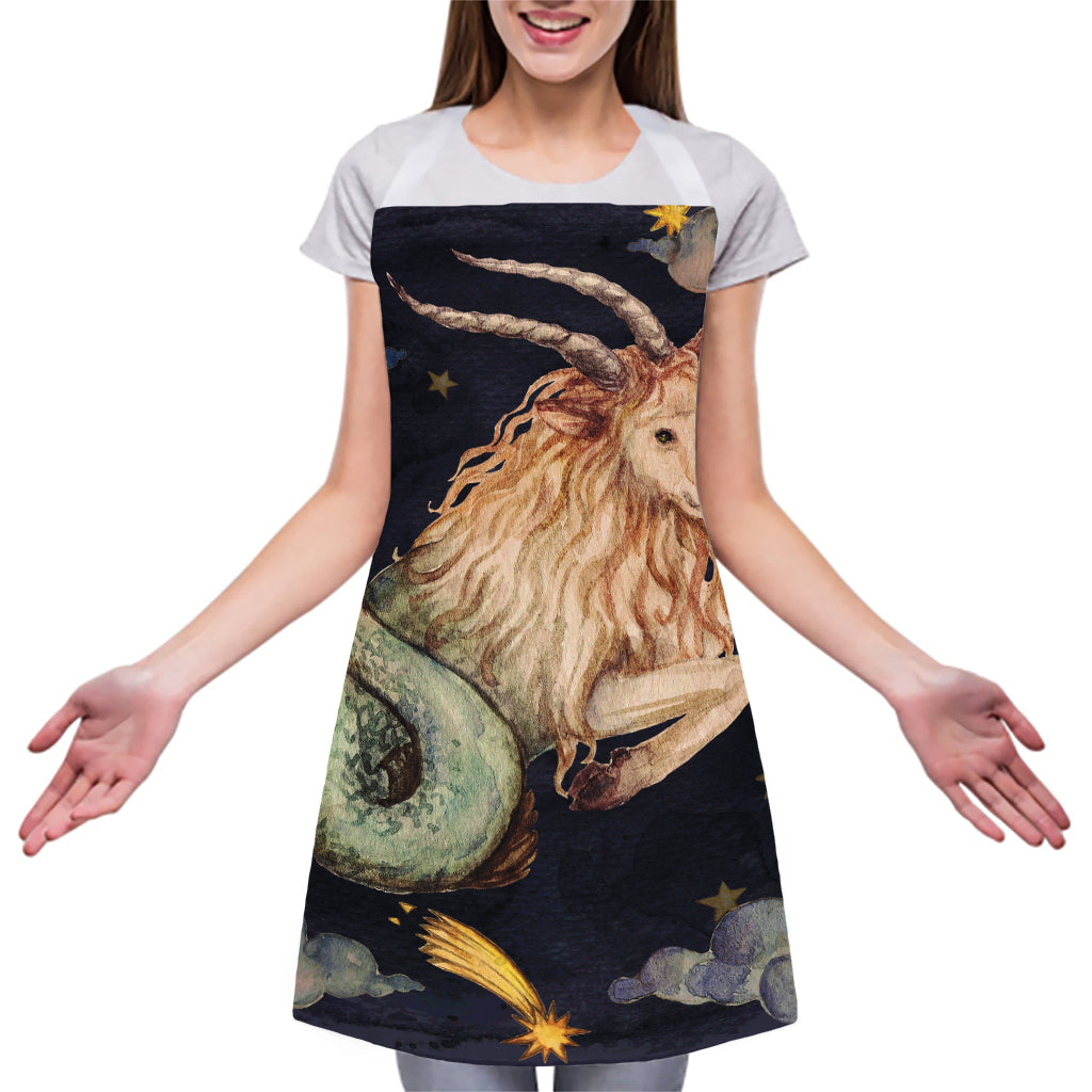 Watercolor Capricorn Zodiac Sign Print Adjustable Apron