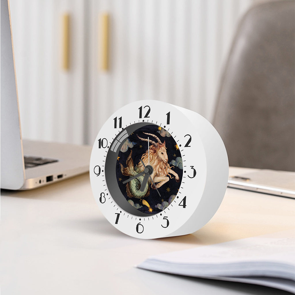 Watercolor Capricorn Zodiac Sign Print Alarm Clock
