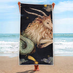 Watercolor Capricorn Zodiac Sign Print Beach Towel
