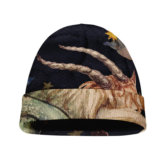 Watercolor Capricorn Zodiac Sign Print Beanie