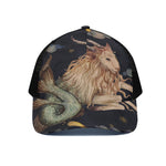 Watercolor Capricorn Zodiac Sign Print Black Mesh Trucker Cap