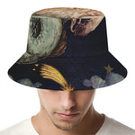 Watercolor Capricorn Zodiac Sign Print Bucket Hat