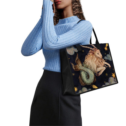 Watercolor Capricorn Zodiac Sign Print Canvas Tote Bag